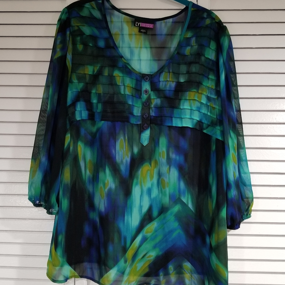 Colorful semi sheer blouse - Picture 7 of 9